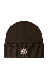 MONCLER - Beanie with Turn Up and Front Logo Patch - Green - LIDIASHOPPING® - Official Website