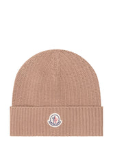 MONCLER - Berretto in Maglia a Coste con Logo - Marrone - LIDIASHOPPING® - Official Website