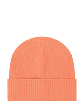 MONCLER - Ribbed Beanie with Turned Cuff and Logo - Orange - LIDIASHOPPING® - Official Website