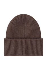MONCLER - Berretto con Risvolto Ampio e Logo - Marrone - LIDIASHOPPING® - Official Website