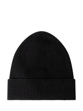 MONCLER - Ribbed Beanie with Turned Cuff and Front Logo Patch - Black - LIDIASHOPPING® - Official Website