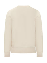 MONCLER - Felpa Girocollo con Logo Frontale - Bianco - LIDIASHOPPING® - Official Website