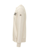MONCLER - Felpa Girocollo con Logo Frontale - Bianco - LIDIASHOPPING® - Official Website