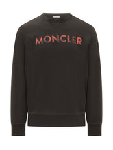 MONCLER - Felpa Girocollo con Logo Frontale - Nero - LIDIASHOPPING® - Official Website
