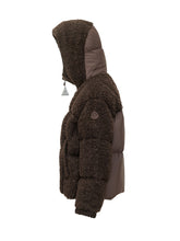 MONCLER - Giacca Cristallin Testurizzata con Cappuccio - Marrone - LIDIASHOPPING® - Official Website