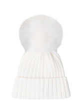 MONCLER - Ribbed Beanie with Pompon - White - LIDIASHOPPING® - Official Website
