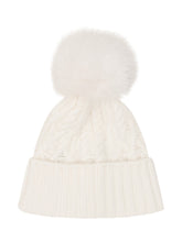 MONCLER - Cable Knit Beanie with Large Pom Pom - White - LIDIASHOPPING® - Official Website