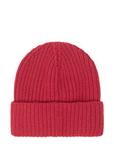 MONCLER - Berretto a Coste con Logo Frontale - Rosso - LIDIASHOPPING® - Official Website