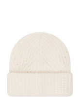 MONCLER - Textured Beanie with Wide Cuff - White - LIDIASHOPPING® - Official Website