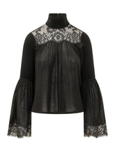ZIMMERMANN - Blusa con Carrè in Pizzo - Nero - LIDIASHOPPING® - Official Website