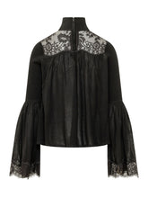 ZIMMERMANN - Blusa con Carrè in Pizzo - Nero - LIDIASHOPPING® - Official Website