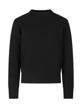 AMI ALEXANDRE MATTIUSSI - Crewneck Sweater with Ribbed Trims - Black - LIDIASHOPPING® - Official Website