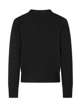 AMI ALEXANDRE MATTIUSSI - Crewneck Sweater with Ribbed Trims - Black - LIDIASHOPPING® - Official Website