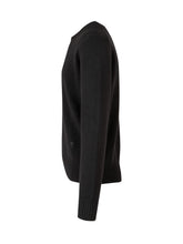 AMI ALEXANDRE MATTIUSSI - Crewneck Sweater with Ribbed Trims - Black - LIDIASHOPPING® - Official Website