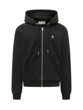 AMI ALEXANDRE MATTIUSSI - Felpa con Cappuccio e Zip - Nero - LIDIASHOPPING® - Official Website