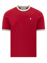 AMI ALEXANDRE MATTIUSSI - T-shirt con Profili a Contrasto - Rosso - LIDIASHOPPING® - Official Website