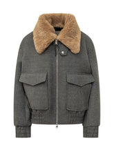 AMI ALEXANDRE MATTIUSSI - Giacca Imbottita con Collo Effetto Pelliccia - Grigio - LIDIASHOPPING® - Official Website