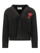 AMI ALEXANDRE MATTIUSSI - Cardigan Corto con Scollo a V - Nero - LIDIASHOPPING® - Official Website
