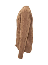 AMI ALEXANDRE MATTIUSSI - Cardigan a Trecce con Scollo a V - Marrone - LIDIASHOPPING® - Official Website