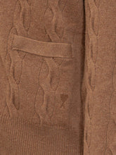 AMI ALEXANDRE MATTIUSSI - Cardigan a Trecce con Scollo a V - Marrone - LIDIASHOPPING® - Official Website
