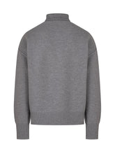 AMI ALEXANDRE MATTIUSSI - High Neck Sweater with Heart Logo - Grey - LIDIASHOPPING® - Official Website