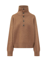 AMI ALEXANDRE MATTIUSSI - Maglia con Collo Alto Abbottonato - Marrone - LIDIASHOPPING® - Official Website