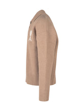 AMI ALEXANDRE MATTIUSSI - Polo Sweater with Heart Logo - Beige - LIDIASHOPPING® - Official Website