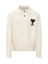 AMI ALEXANDRE MATTIUSSI - Polo Sweater with Heart Logo - White - LIDIASHOPPING® - Official Website
