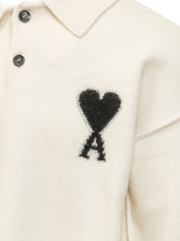 AMI ALEXANDRE MATTIUSSI - Polo Sweater with Heart Logo - White - LIDIASHOPPING® - Official Website