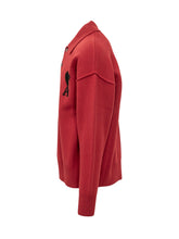 AMI ALEXANDRE MATTIUSSI - Polo in Maglia con Motivo Cuore - Rosso - LIDIASHOPPING® - Official Website