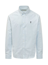 AMI ALEXANDRE MATTIUSSI - Striped Shirt with Button Down Collar - Blue - LIDIASHOPPING® - Official Website