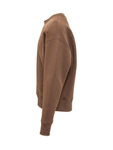 AMI ALEXANDRE MATTIUSSI - Felpa Girocollo con Logo a Cuore - Marrone - LIDIASHOPPING® - Official Website