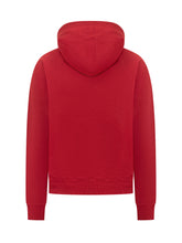 AMI ALEXANDRE MATTIUSSI - Felpa con Cappuccio e Lettering Applicato - Rosso - LIDIASHOPPING® - Official Website