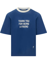 AMI ALEXANDRE MATTIUSSI - T-shirt with Front Lettering - Blue - LIDIASHOPPING® - Official Website
