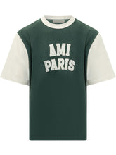 AMI ALEXANDRE MATTIUSSI - T-shirt con Scritta Applicata - Verde - LIDIASHOPPING® - Official Website