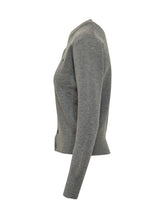 AMI ALEXANDRE MATTIUSSI - Crew Neck Cardigan with Chest Logo - Grey - LIDIASHOPPING® - Official Website
