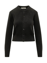 AMI ALEXANDRE MATTIUSSI - Crew Neck Cardigan with Chest Logo - Black - LIDIASHOPPING® - Official Website