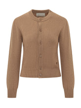 AMI ALEXANDRE MATTIUSSI - Cardigan Girocollo con Bottoni - Marrone - LIDIASHOPPING® - Official Website