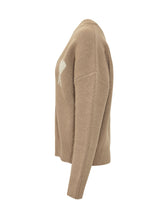 AMI ALEXANDRE MATTIUSSI - Cardigan con Scollo a V e Motivo sul Petto - Beige - LIDIASHOPPING® - Official Website