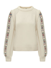 BA&SH - Elda Jumper with Patterned Sleeves - White - LIDIASHOPPING® - Official Website