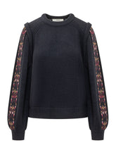 BA&SH - Elda Jumper with Patterned Sleeves - Blue - LIDIASHOPPING® - Official Website