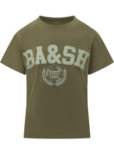 BA&SH - Ioni T-shirt with College Print - Green - LIDIASHOPPING® - Official Website