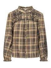 BA&SH - Kaela Check Blouse with Embroidery - Green - LIDIASHOPPING® - Official Website