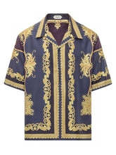 VERSACE - Barocco Short Sleeve Shirt - Blue - LIDIASHOPPING® - Official Website