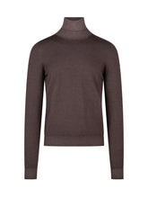 AROVESCIO - Turtleneck Sweater with Ribbed Collar - Brown - LIDIASHOPPING® - Official Website