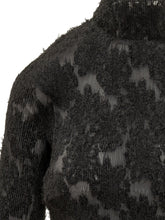 GANNI - Coupe top featuring a fitted silhouette, high neckline and long sleeves. Detailed with an openwork floral pattern and a raised textured surface. - Black - LIDIASHOPPING® - Official Website