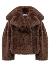 GANNI - Giacca Corta con Collo in Pelliccia - Marrone - LIDIASHOPPING® - Official Website