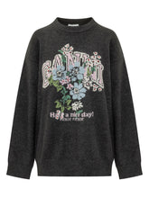 GANNI - Maglia Oversize con Grafica Floreale - Nero - LIDIASHOPPING® - Official Website