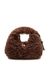 GANNI - Borsa Hobo Mini con Effetto Pelliccia Riccia - Marrone - LIDIASHOPPING® - Official Website
