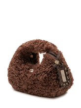 GANNI - Borsa Hobo Mini con Effetto Pelliccia Riccia - Marrone - LIDIASHOPPING® - Official Website
